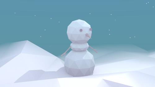 Low-poly style snowman preview image